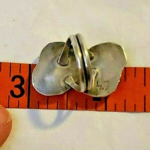 Navajo Turquoise Silver Feather ring Vintage 5.25 - Picture 5 of 6